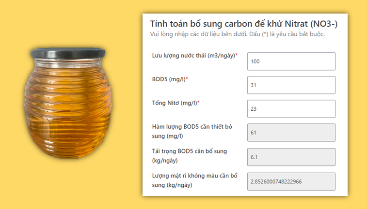 Tính toán bổ sung carbon cho quá trình khử Nitrat (NO3-)