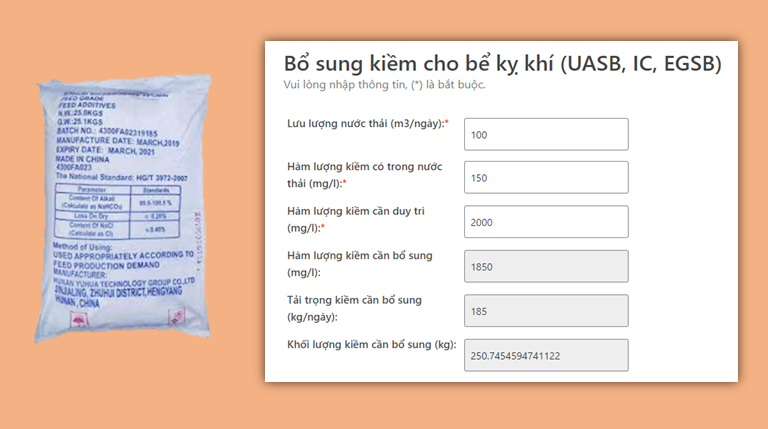 Tính toán bổ sung kiềm cho bể kỵ khí (UASB, EGSB, IC,…)